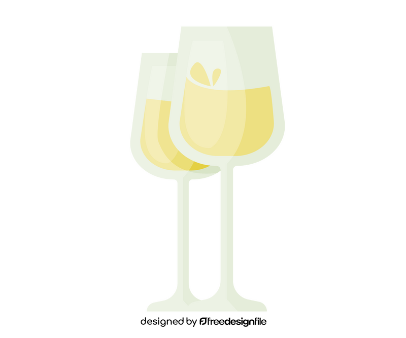 Glasses of white wine clipart