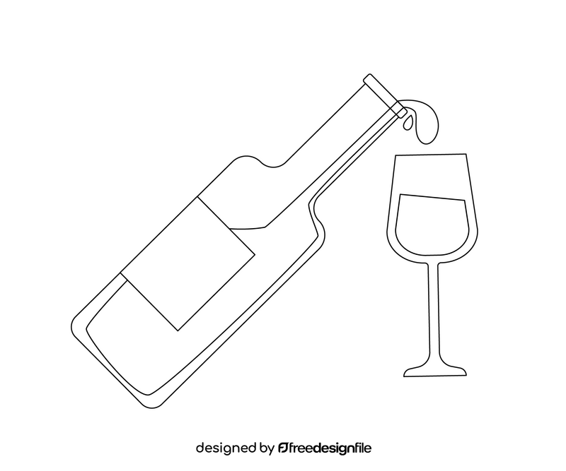 Free wine bottle and glass of wine black and white clipart