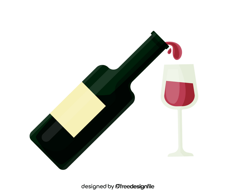 Free wine bottle and glass of wine clipart