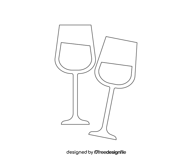 Glasses of wine black and white clipart