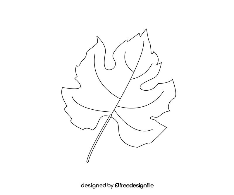 Leaf cartoon black and white clipart