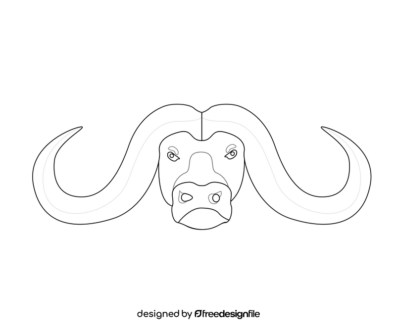 Cartoon bison head icon black and white clipart