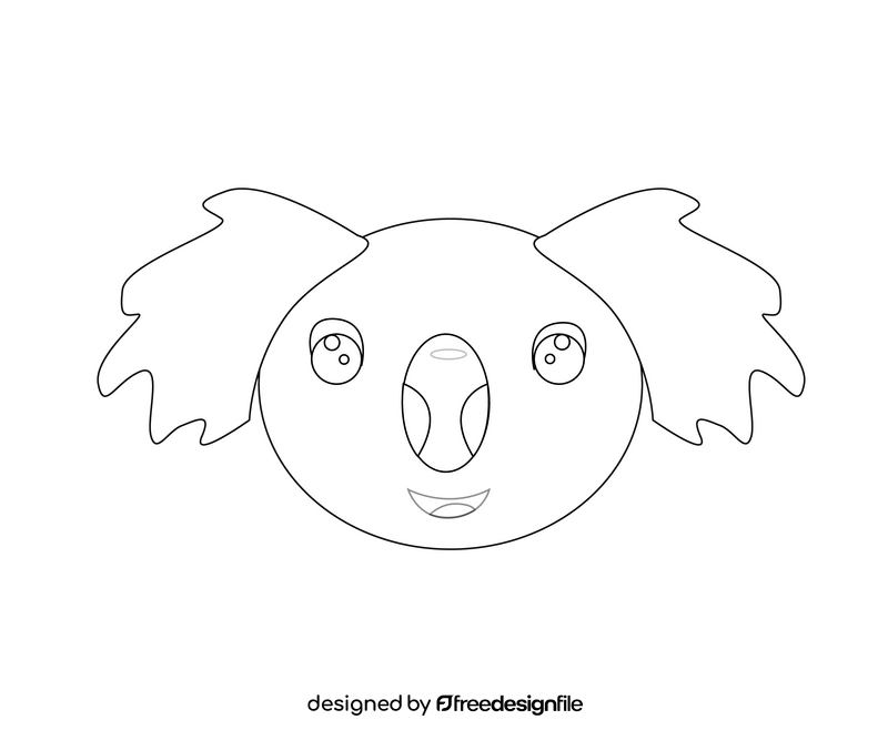 Head of koala illustration black and white clipart