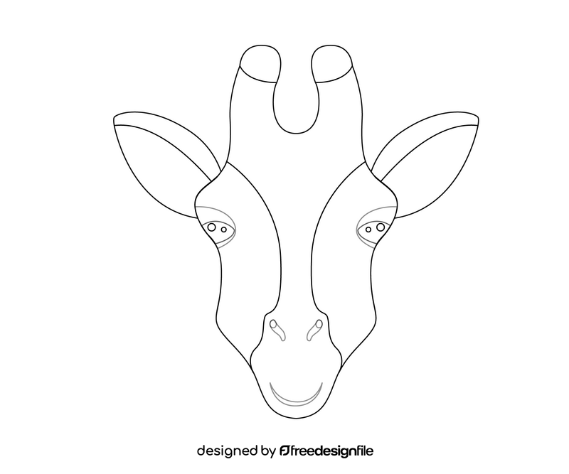 Giraffe head icon black and white clipart