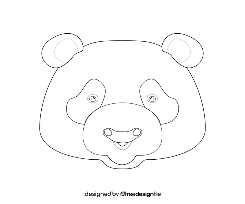 Panda head cartoon black and white clipart vector free download