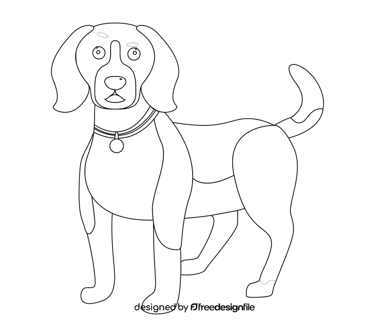 Cute beagle dog cartoon black and white clipart