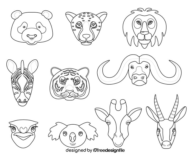 Animal portraits black and white vector