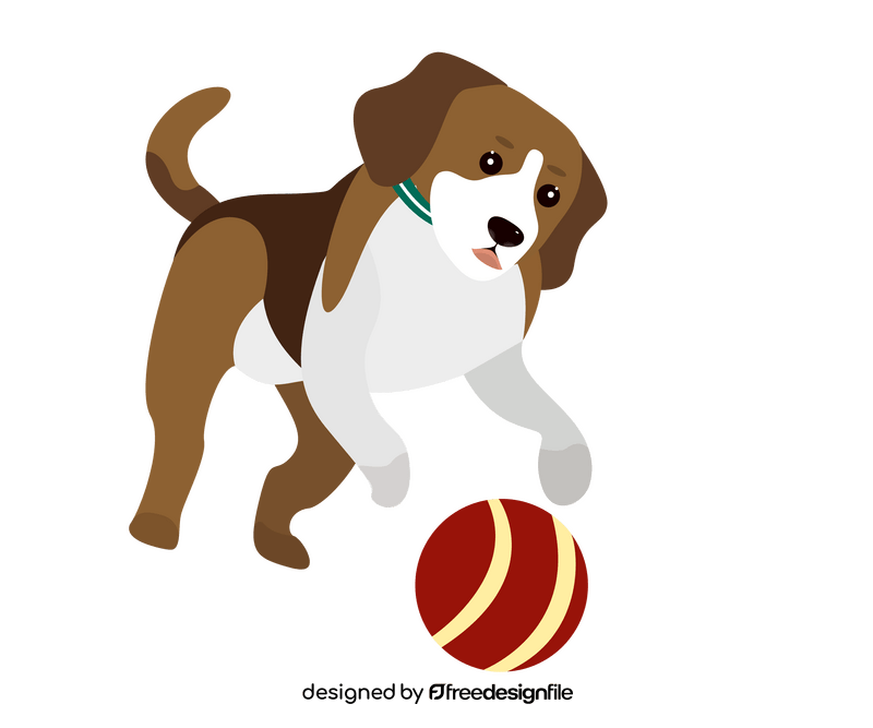 Cartoon beagle playing a ball clipart