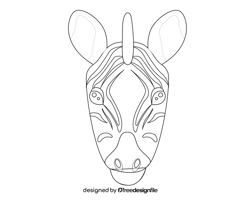 Cartoon zebra head black and white clipart