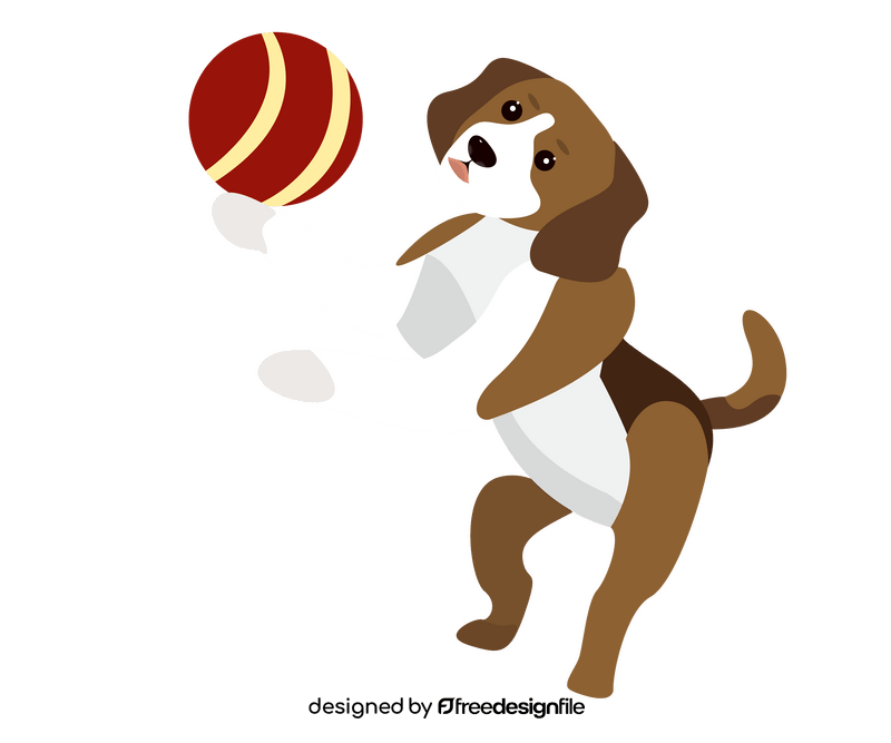 Free beagle with a ball illustration clipart
