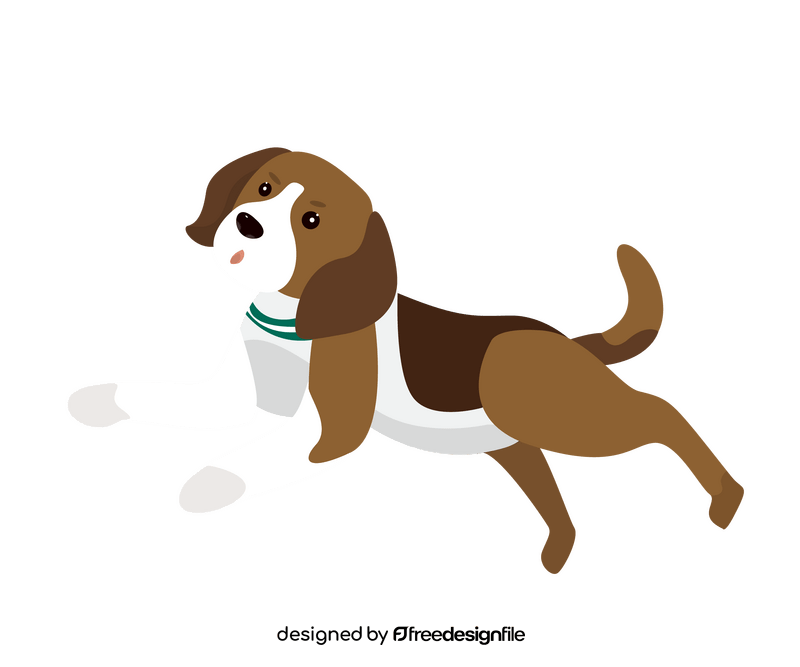 Beagle dog running drawing clipart