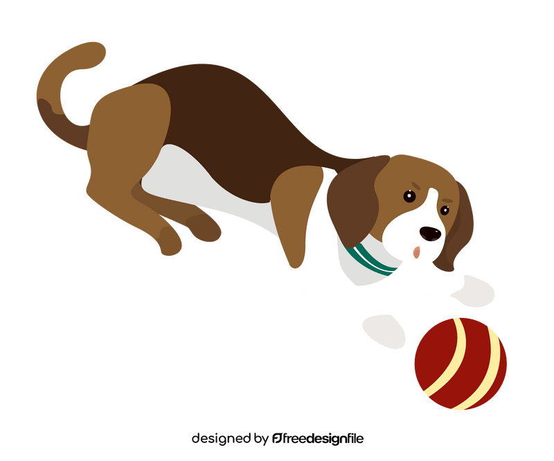 Cute dog playing with a ball illustration clipart