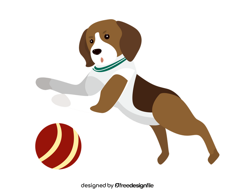 Dog playing ball clipart