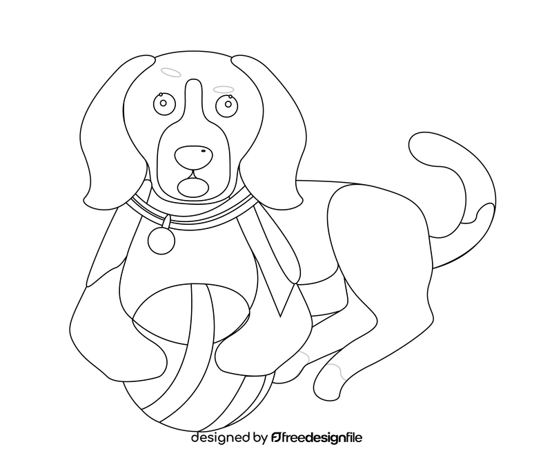 Baby beagle dog black and white clipart