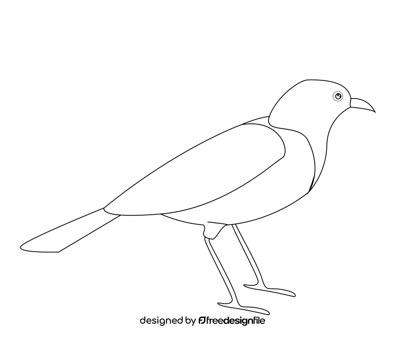 Cartoon crow bird black and white clipart