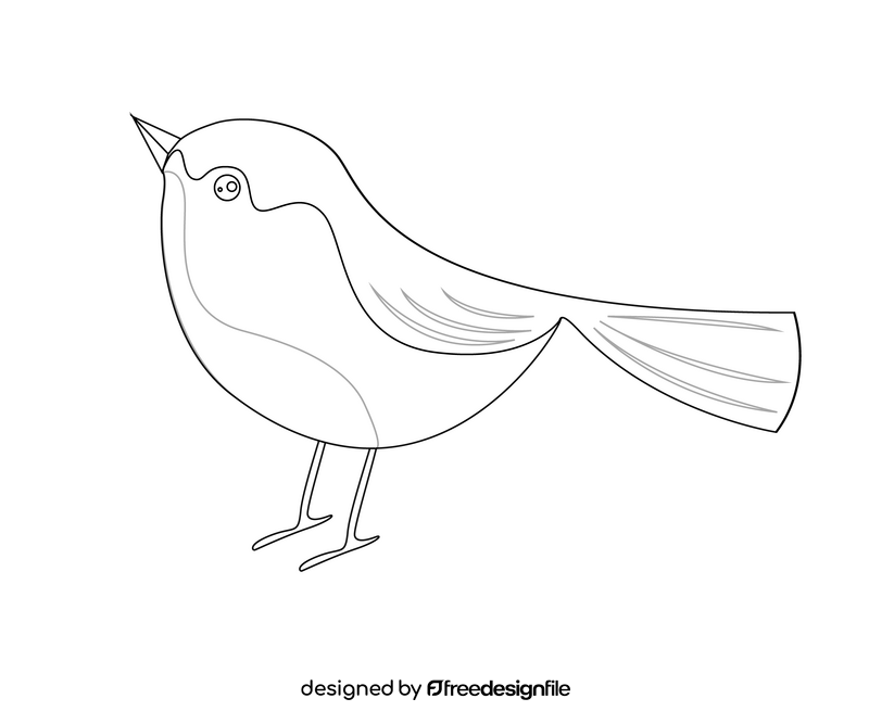 Cartoon sparrow bird black and white clipart