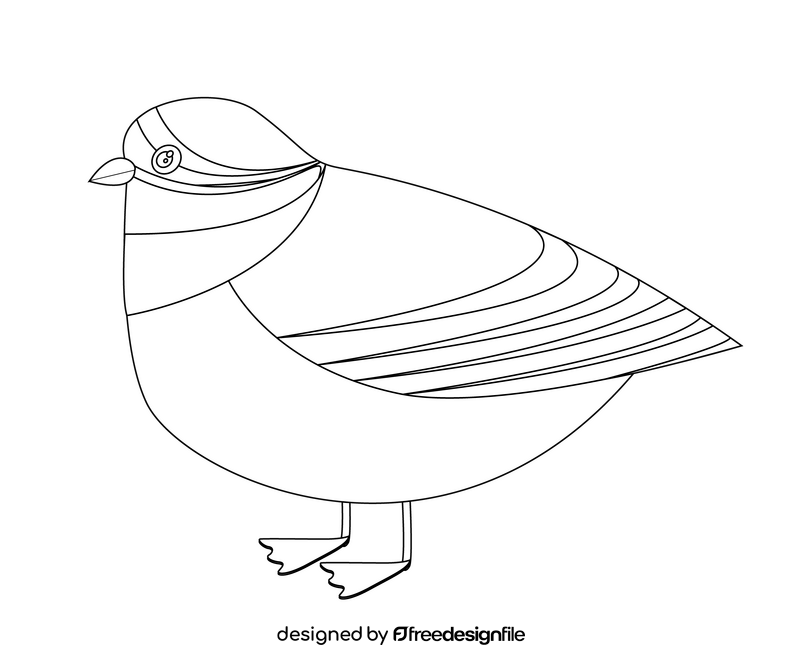 Starling bird drawing black and white clipart