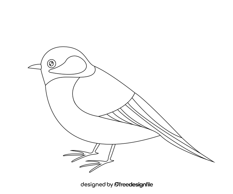 Free tit bird black and white clipart