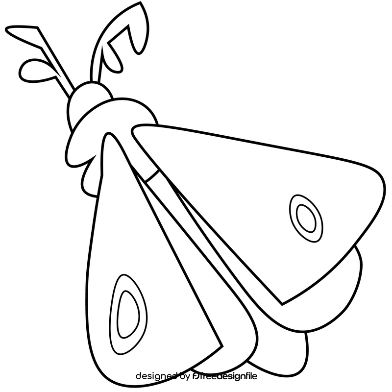 Moth cartoon drawing black and white clipart