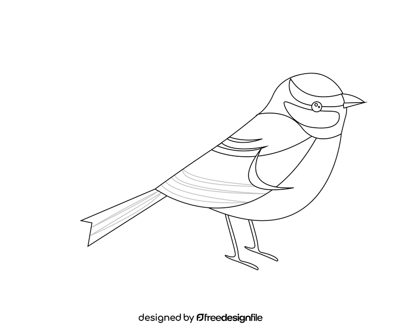 Tit bird black and white clipart