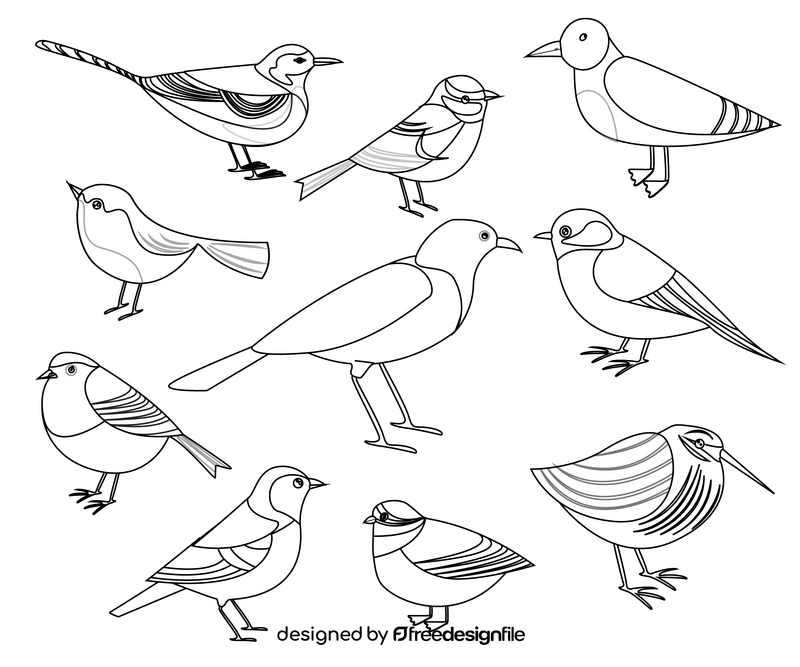 Birds black and white vector free download