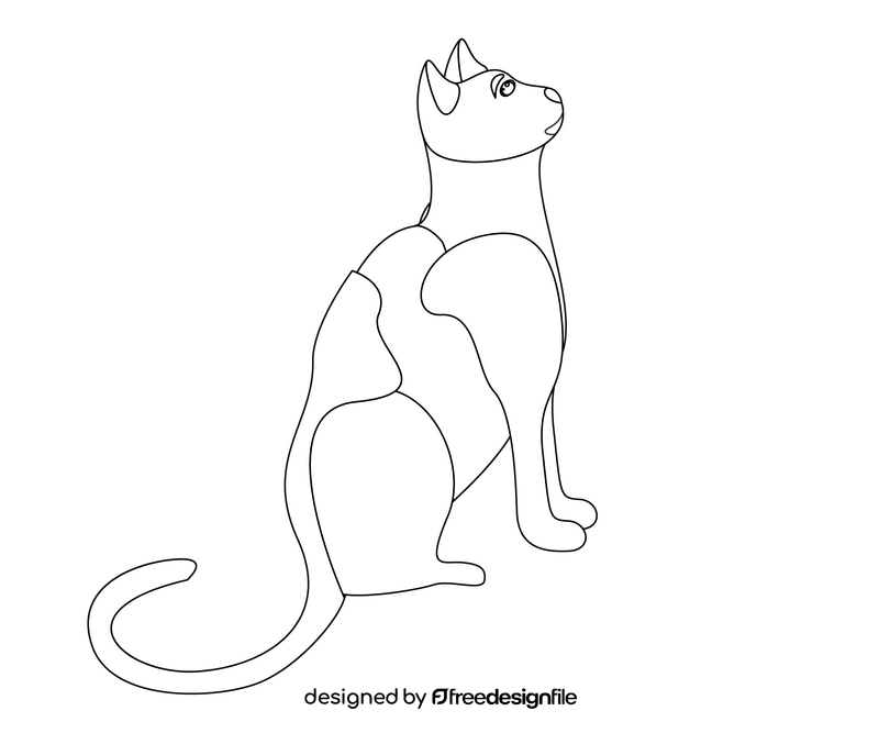 Bicolor cat black and white clipart