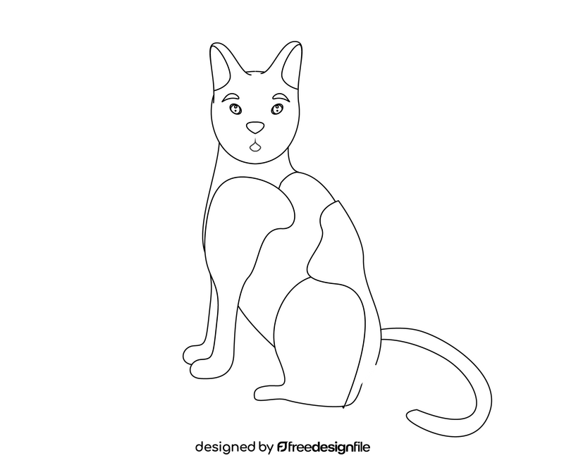 Free cat cartoon black and white clipart