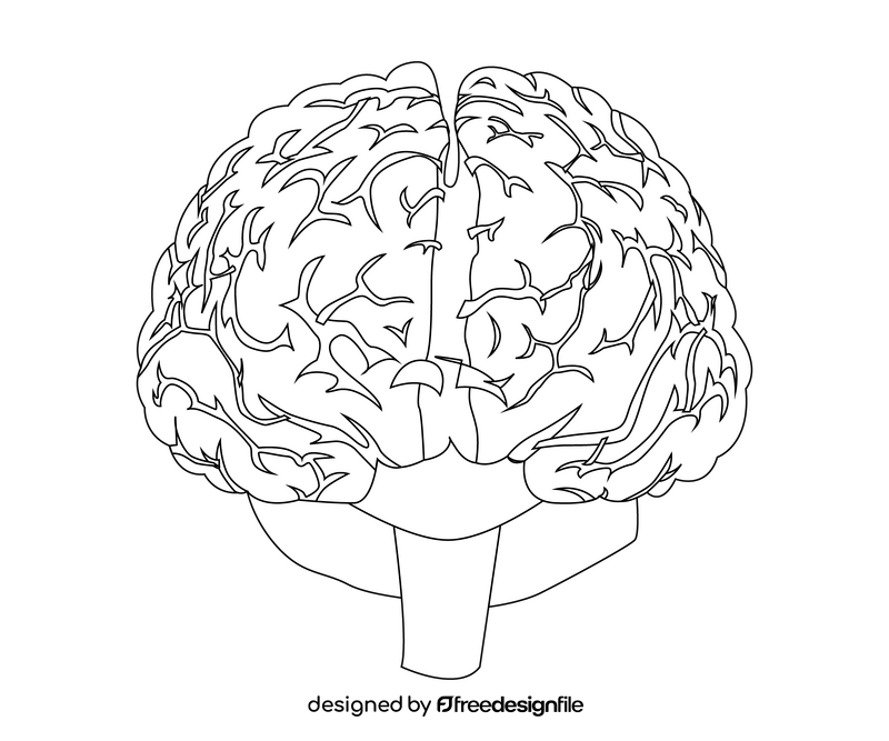 Brain cartoon black and white clipart