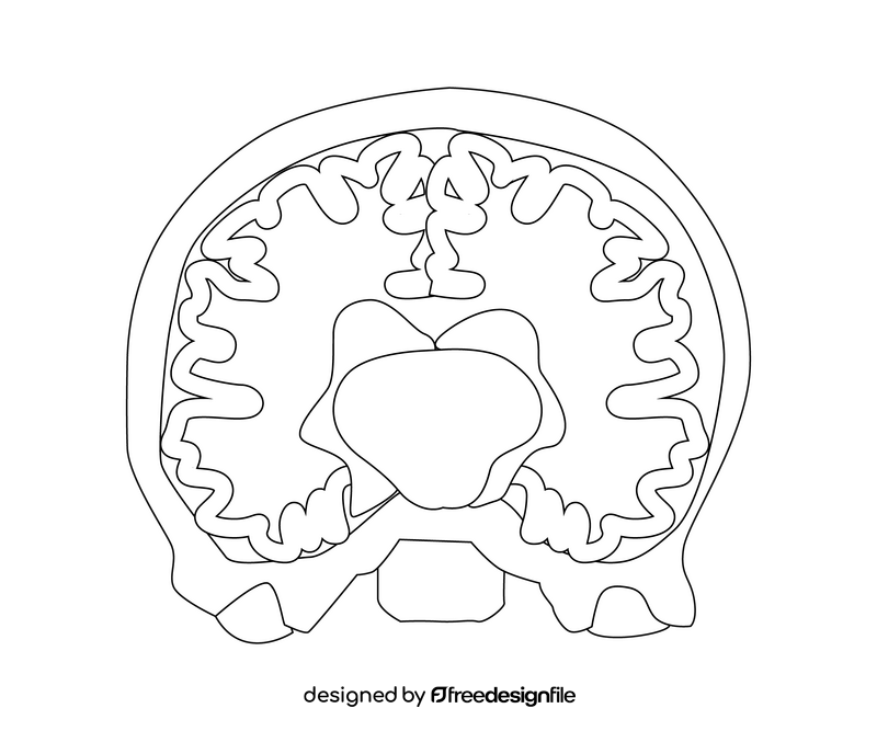 Brain inside black and white clipart