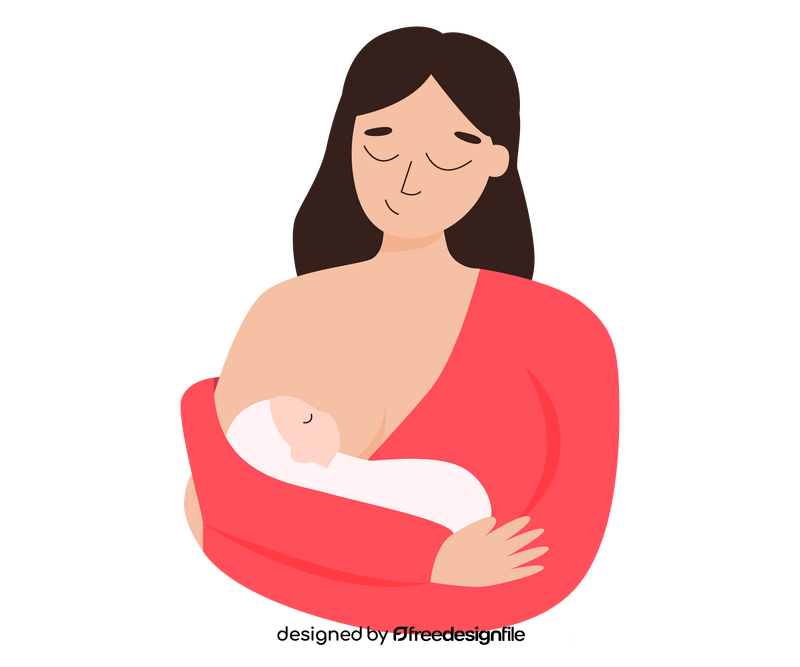 Woman breast feeding cartoon clipart