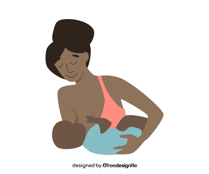 African American black girl breastfeeding clipart