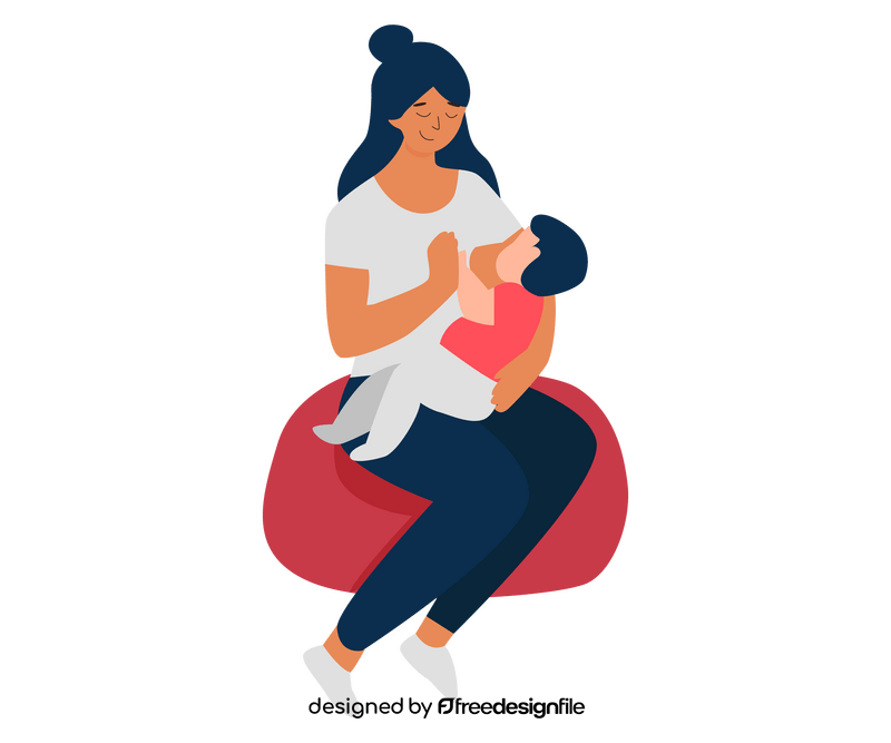 Cute girl breastfeeding cartoon clipart