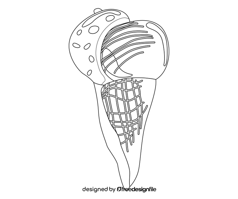 Cone ice cream illustration black and white clipart