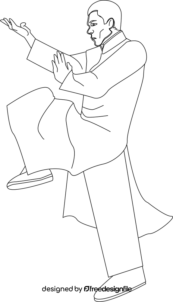 Ip man martial arts black and white clipart