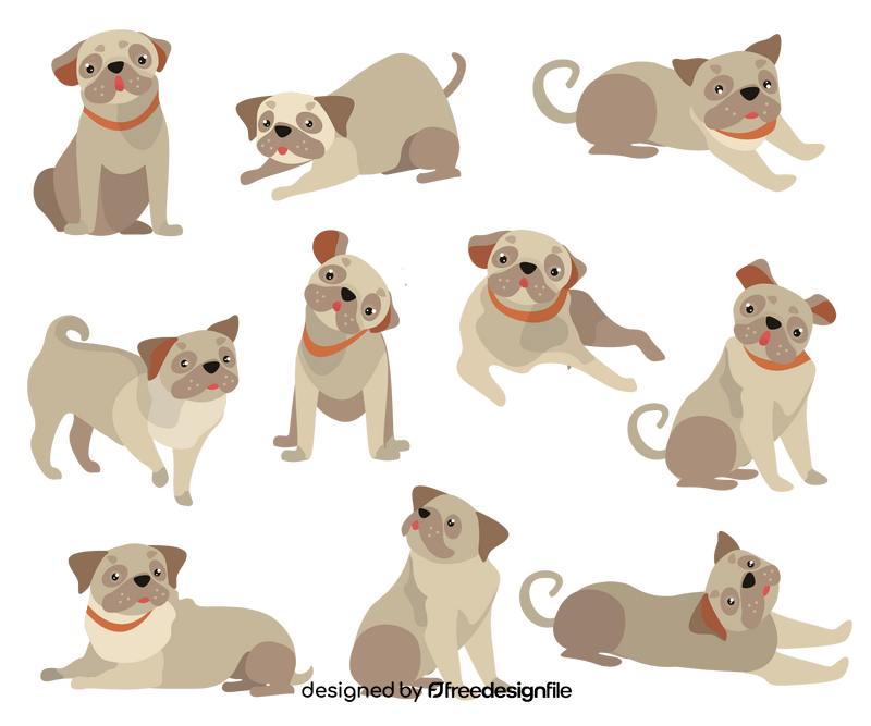 Pug dogs, puppies vector