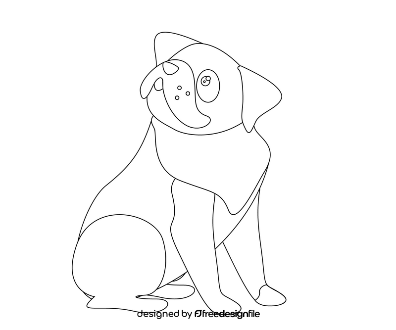 Pug puppy cartoon black and white clipart