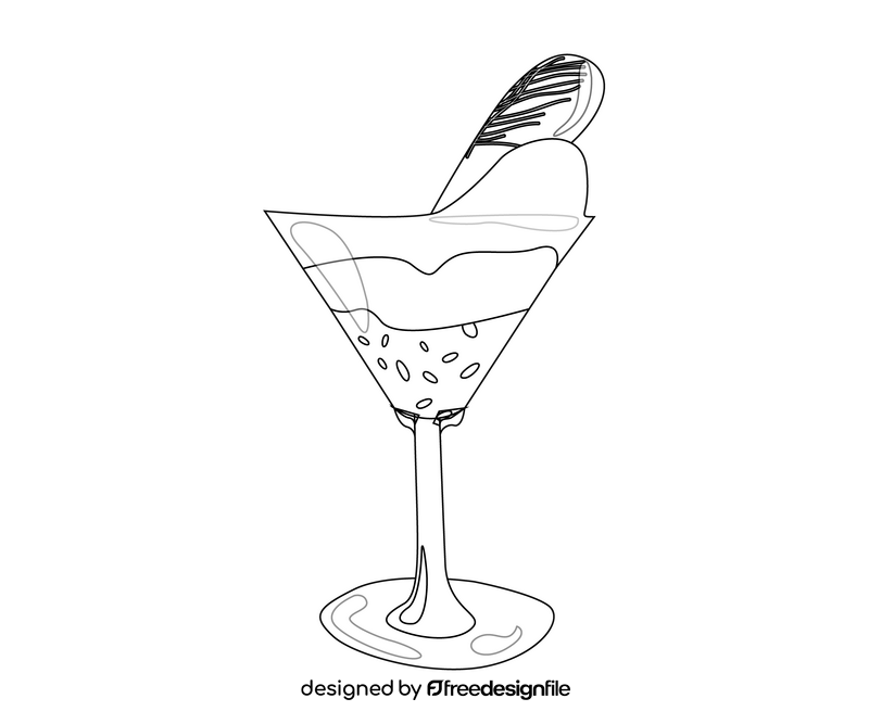 Cocktail drink black and white clipart