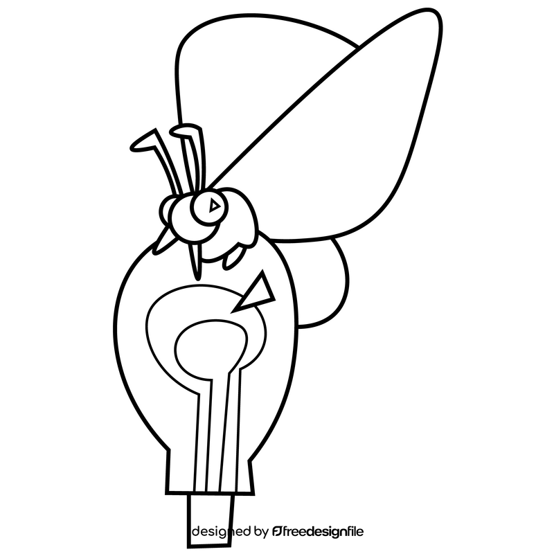 Moth on lamp black and white clipart