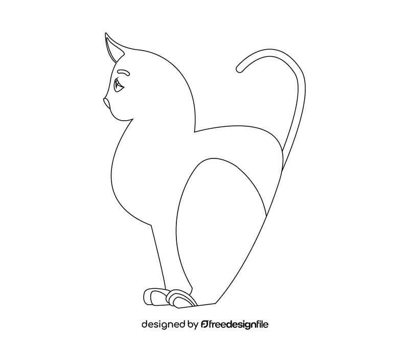 Cat illustration black and white clipart