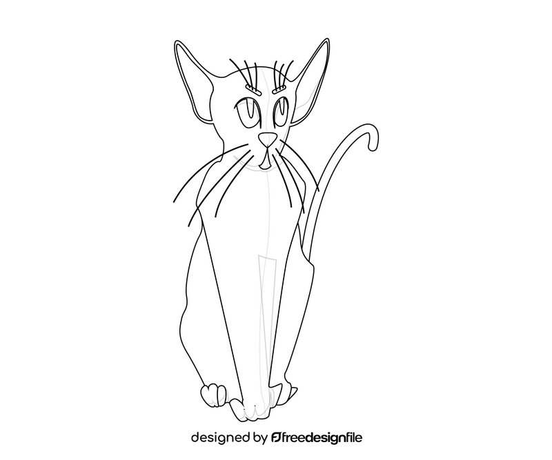 Cat drawing black and white clipart