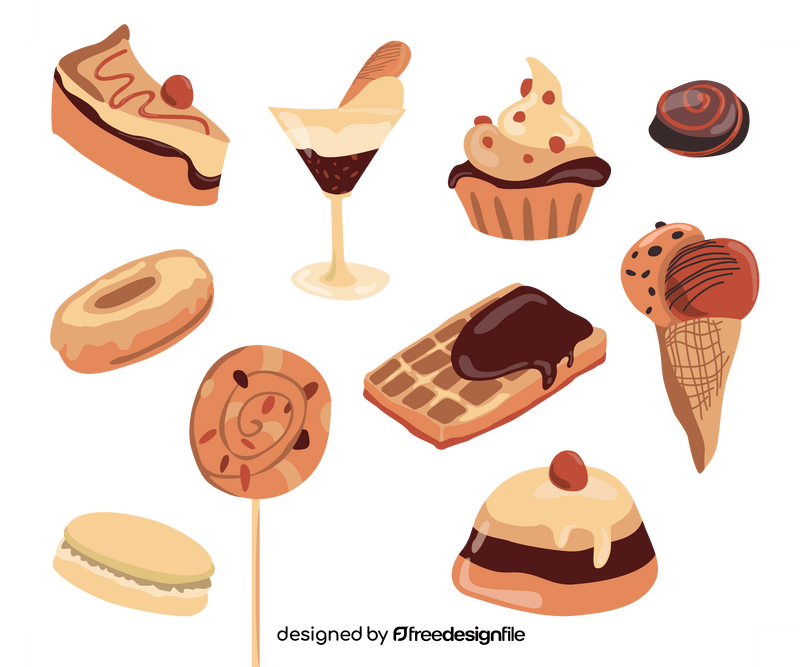 Cakes, sweets vector