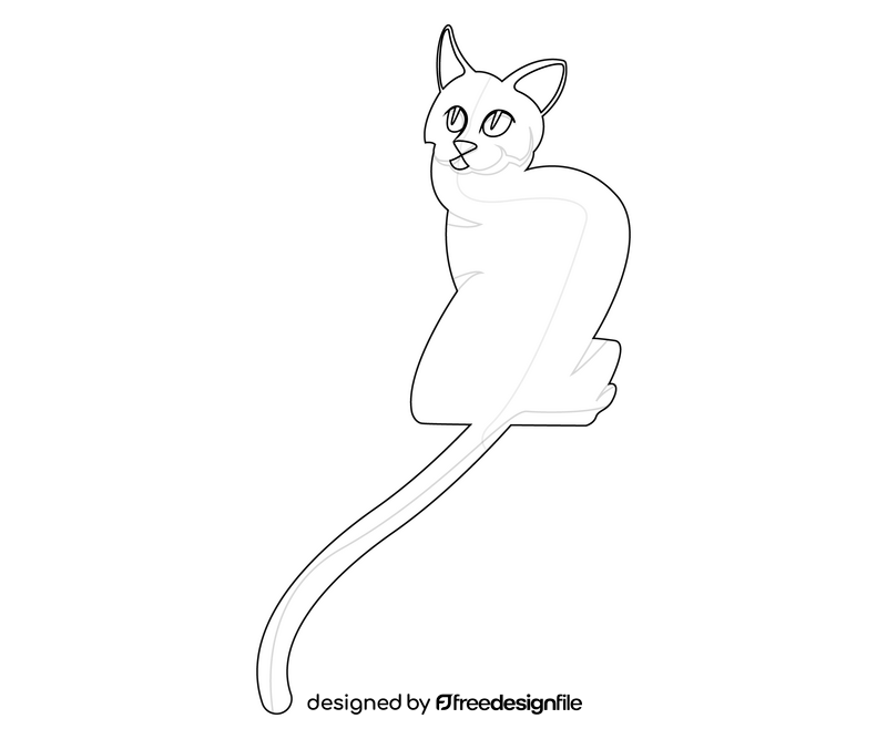 Cat illustration black and white clipart