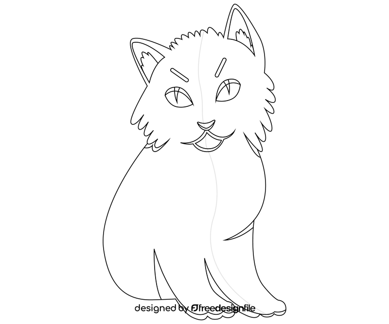 Cat cartoon black and white clipart