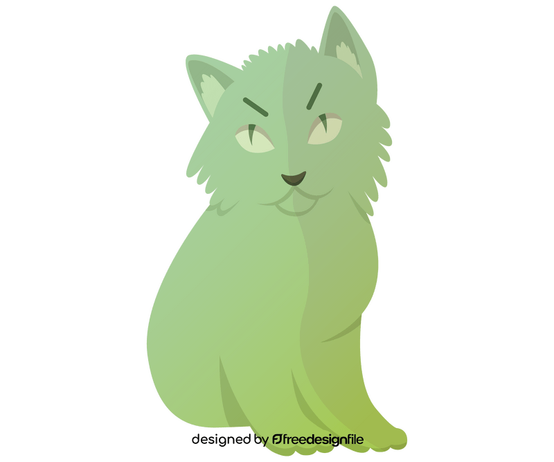 Green cat cartoon clipart