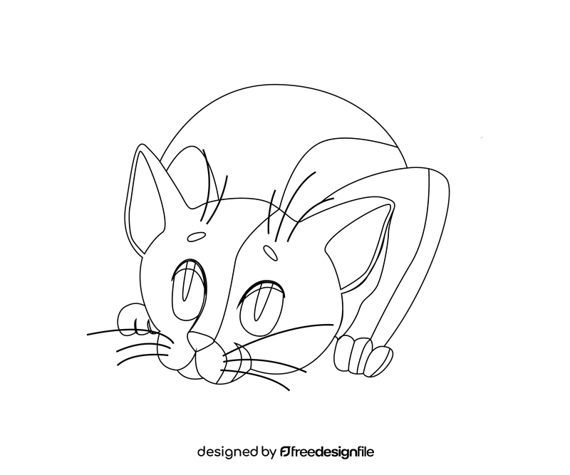 Cartoon cat black and white clipart