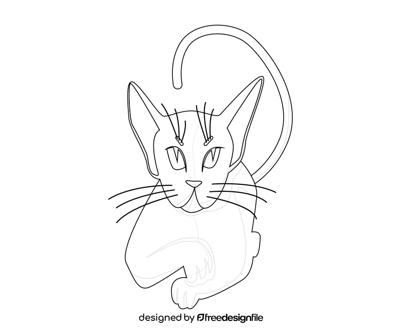 Cat black and white clipart