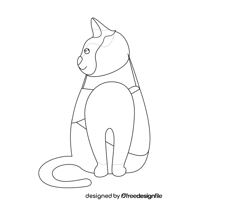 Cartoon cat black and white clipart