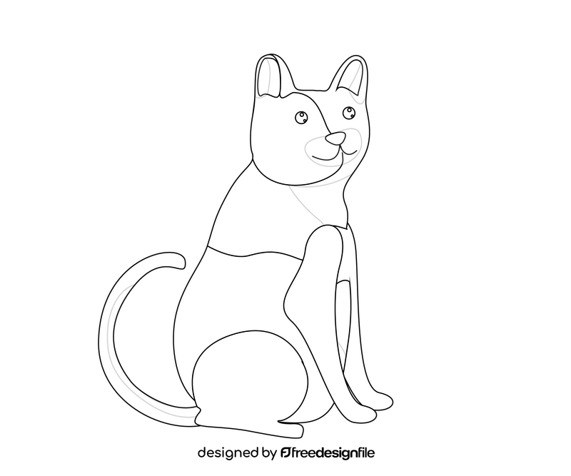 Cat black and white clipart