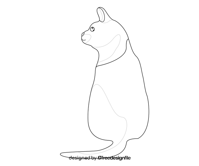 Cat illustration black and white clipart