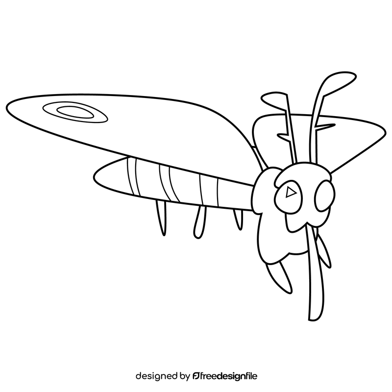 Moth flying drawing black and white clipart